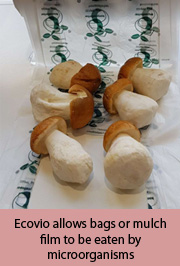 Ecovio allows bags or mulch film to be eaten by microorganisms Ecovio allows bags or mulch film to be eaten by microorganisms